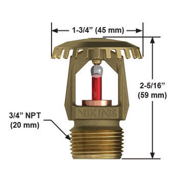Sprinkler Viking resposta padrão ELO Up-Right modelo VK530 e chave