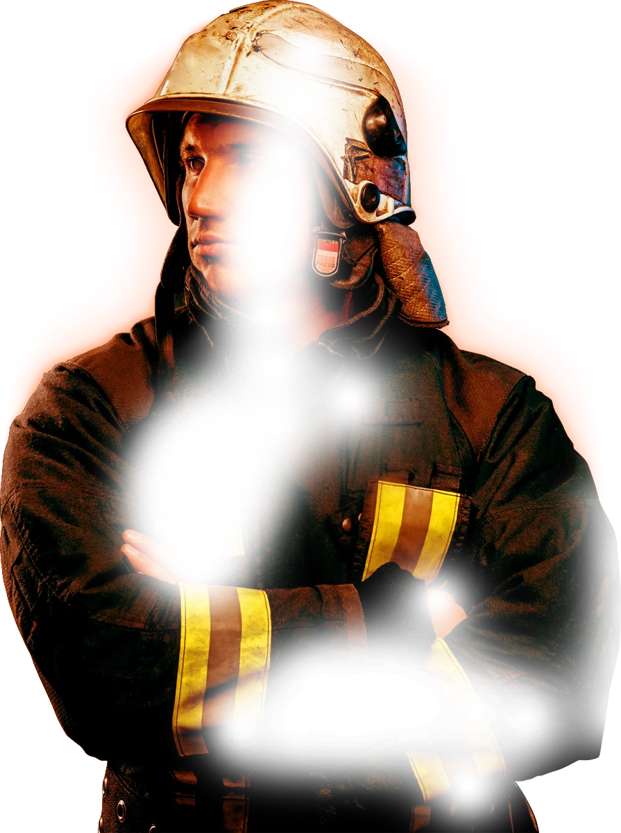 destaque da home - Foto de bombeiro com brilho laranja